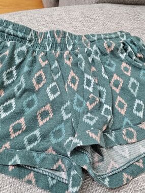 Carter's Green Shorts with Pink & White Ikat Print